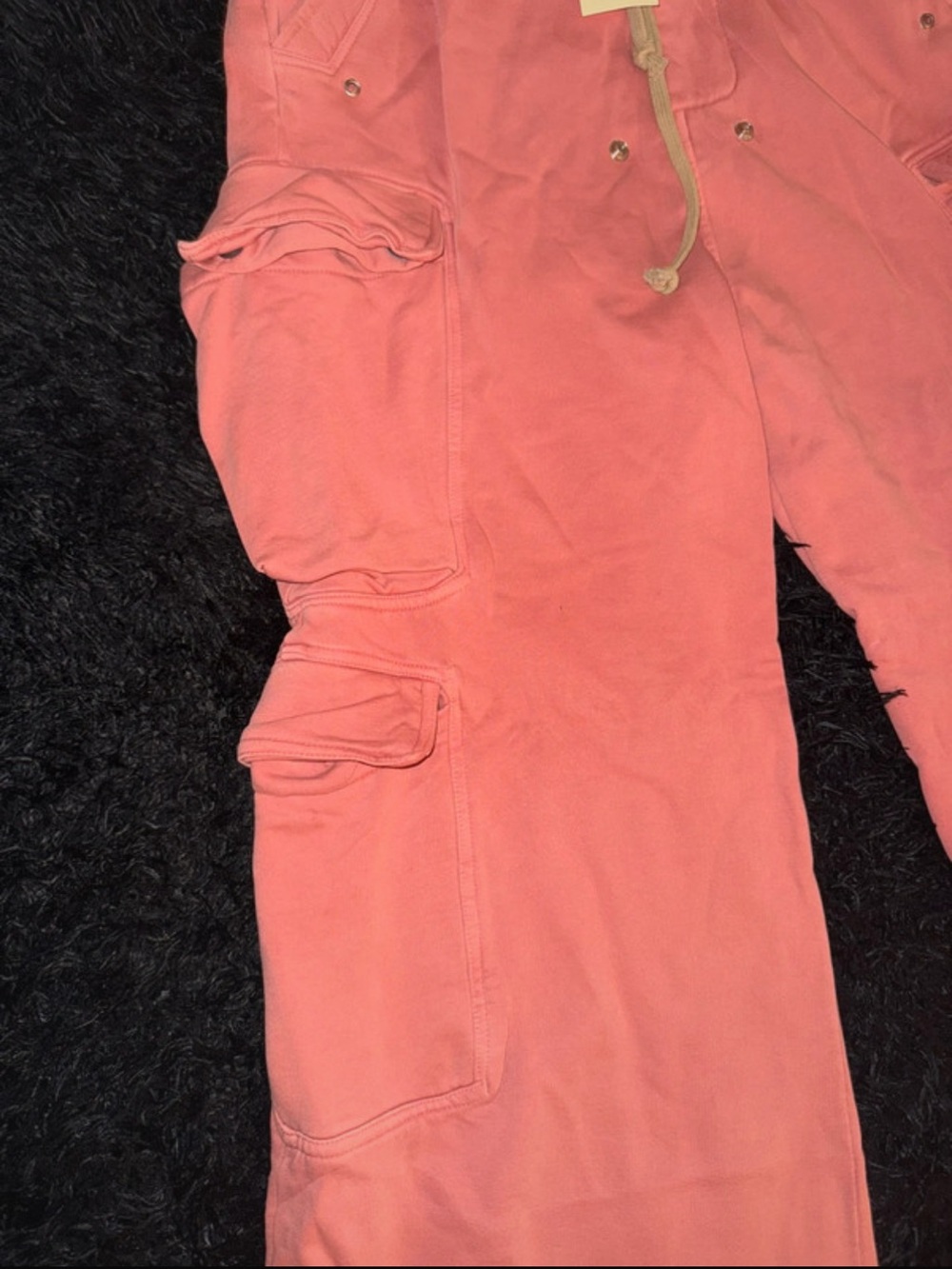 Men's Coral Cargo Pants with Drawstring Waist - Picture 6 of 7